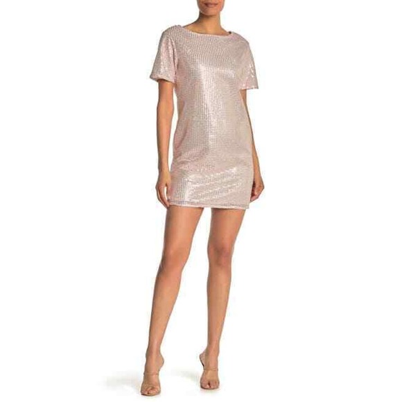 Laundry By Shelli Segal Dresses & Skirts - Laundry By Shelli Segal Womens Blush Pink Sequined Sheath Mini Dress Size 0